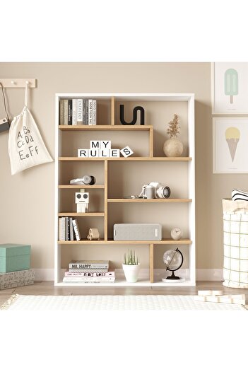 Yurudesign Craft Kitaplık 124cm Sepet-Beyaz CF1-SW
