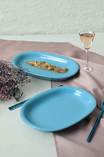 Keramika Turquoise Hitit Boat Plate 25 Cm 2 Pieces 420