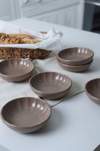 Keramika Sirius Matte Soil Taupe Snack Bowl - 12 Cm, 6 Pieces, 977