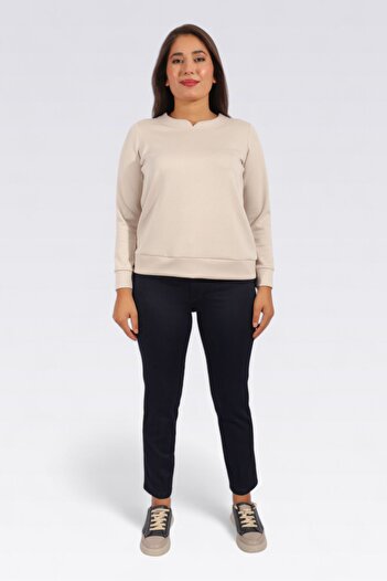 TOLGA SARAÇOĞLU 10926 КАМ'ЯНИЙ ВЕЛОСИПЕД З ДОВГИМИ РУКАВАМИ SWEATSHIRT
