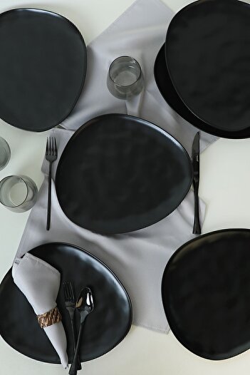 Keramika Matte Black Trior Serving Plate 32 Cm 6 Pieces 956