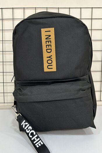KISCHE School Sports Bag - Backpack, Text Detail, I Need You Gold Color