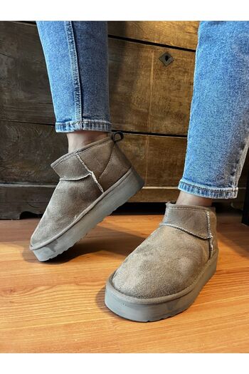 PLUSH STUDIO Women's MINK Suede Ankle Boots with Plush Inside Thick Sole Platform Shoes Boots