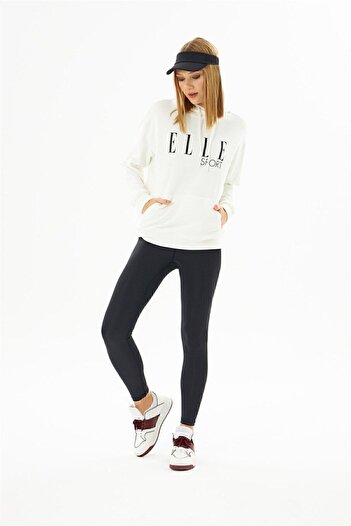 ELLE Women's Black Printed Hooded Sweatshirt - with Pockets