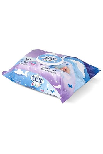 Tex Baby Wet Wipes Purple 100' with Lid
