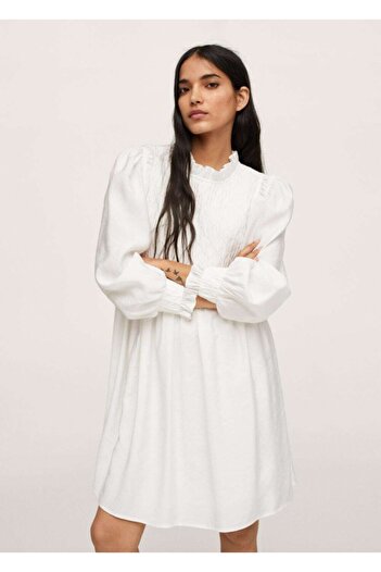 MANGO Woman Women's Ecru Woven Modal Dress