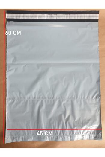 Genel Markalar Kargo Poşeti 50 Adet - Büyük Boy - Cepli Gri Kargo Poşeti - 45x55 5 - 50 Adet TR 40 x 65
