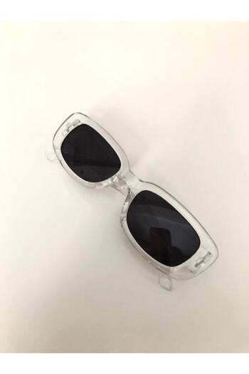 ModaLand Unisex Transparent Square Rectangle Vintage Sunglasses