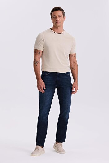 Jakamen Dark Navy Slim Fit Washed Slim Fit Cotton Jean Jeans