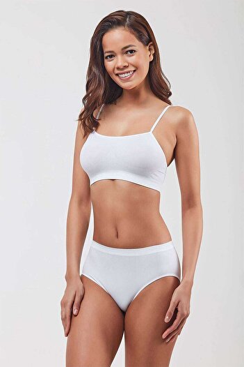İntive Lingerie Elite Life Women's Thin Strap Seamless White Bustier 851