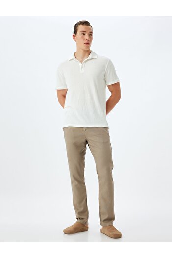 Koton Viscose Linen Blended Trousers Chino Pocket Detailed Buttoned