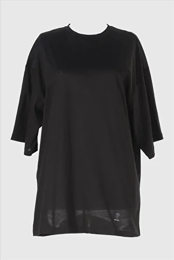 Plistre Short Sleeve Plain Boyfriend Oversize Basic T-Shirt Black