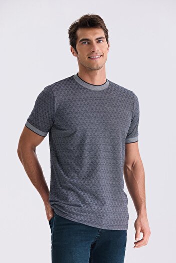 Jakamen Μπλούζα Navy Blue Slim Fit με Λαιμόκοψη Crew Neck