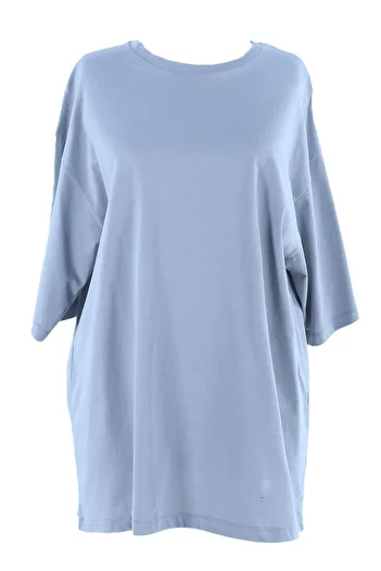 Plistre Gray Boyfriend Oversize Basic T-Shirt 2096 Short Sleeve Plain