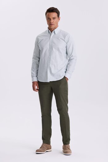 Jakamen Green 100% Cotton Button Collar Comfort Fit Shirt