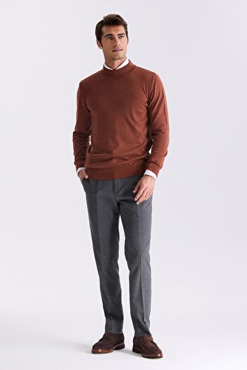 Jakamen Cinnamon Slim Fit Half Fisherman Knitwear Sweater