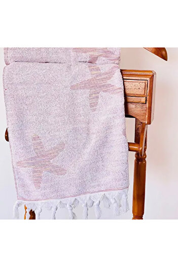 Bidoluraf Pink Star Patterned Beach and Bath Towel - 70x140 Cm