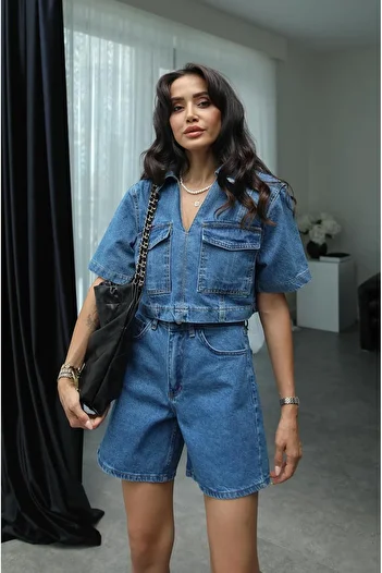 Havoş Ketlen Blue Blouse and Shorts Set