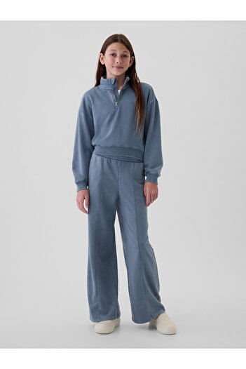 GAP Kız Çocuk Mavi Vintage Soft Wide-Leg Eşofman Altı