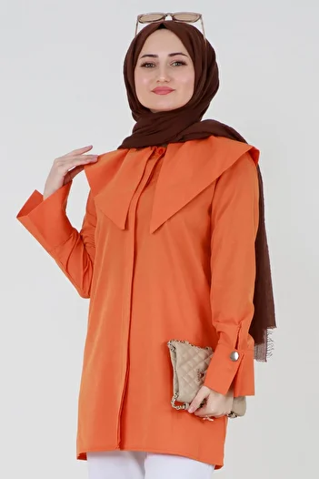 Sevitli Orange Big Collared Shirt