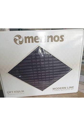 Merinos Modern Line 3 Parça Battaniye Seti Koyu Gri