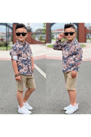 KOKOŞ BEBEK Linen Shirt and Gabardine Shorts Set