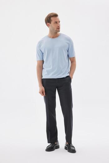 odelon Men's Blue Knitwear T-shirt - Limited, Solid Short Sleeve, Rayon
