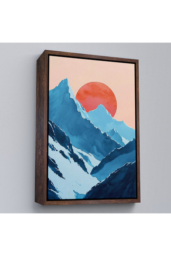 indispensablely Abstract Sun Landscape Painting between Framed Mountains-7620