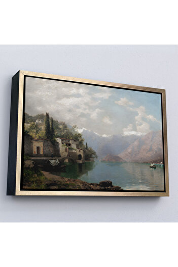TAKI DERYASI Pictură cu cadru din lemn Robert Schultze' Tablo Komo Gölü - Bellagio By Lake Como-7018