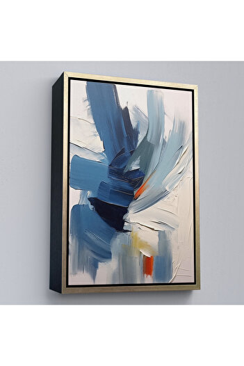 indispensablely Oil Painting in Blue Tones with Frame-Looking Painting-7575
