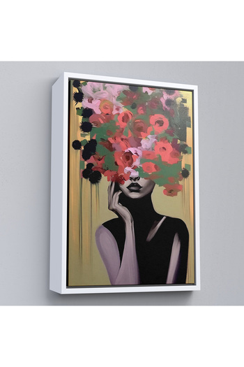 indispensablely Framed Flower Head Abstract Woman Painting-7830