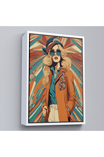 indispensablely Beautiful Retro Woman Painting with a Framed Hat-8071