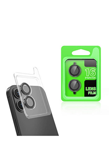 zore Apple iPhone 16 Plus Zore Cl-07 Compatible Camera Lens Protector-Black