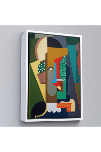 TAKI DERYASI Auguste Herbin with Wooden Frame - Cubist Composition Painting-8097