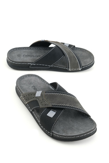 GEZER Men's Summer Slippers - Artificial Leather, Neosoft Comfortable Sole, Daily Use