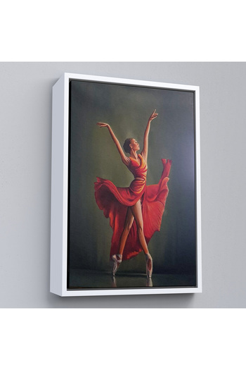 indispensablely Framed Red Dressed Ballet Woman Painting-7951