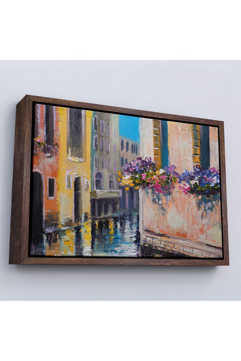N NOXXO Wood Framed Italy Venice Canal Oil Painting-7114