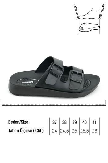 GEZER Summer Women's Comfortable Sole Faux Leather Double Buckle Adjustable Daily Slippers