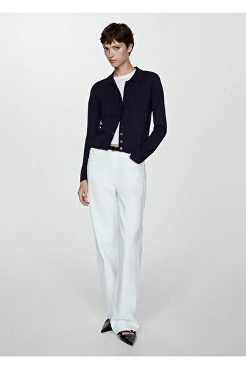 MANGO Woman Cardigan with Polo Collar