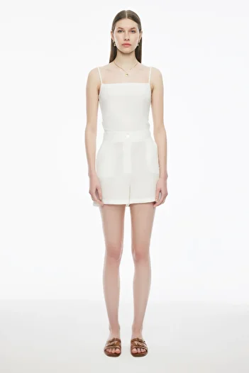 Perspective Ecru Women's Shorts - Short Length, Lines Model