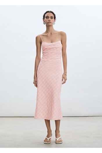MANGO Woman Square Print Midi Dress