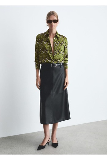 MANGO Woman Satin Patterned Shirt