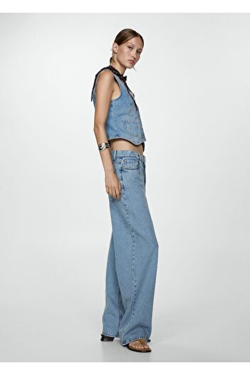 MANGO Woman Ari Wideleg derékközép Jean nadrág