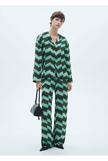 MANGO Woman Patterned trousers with straight cut