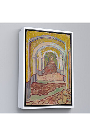 indispensablely Framed Vincent Van Gogh - Painting of the Entrance to the Asylum Hallway - Corridor İn the Asylum-7474