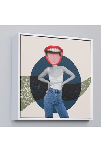 N NOXXO Smiling Woman Painting with Jeans and Trousers in Wooden Frame-8366