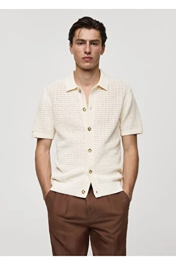 MANGO Man Buttoned Knit Polo Shirt
