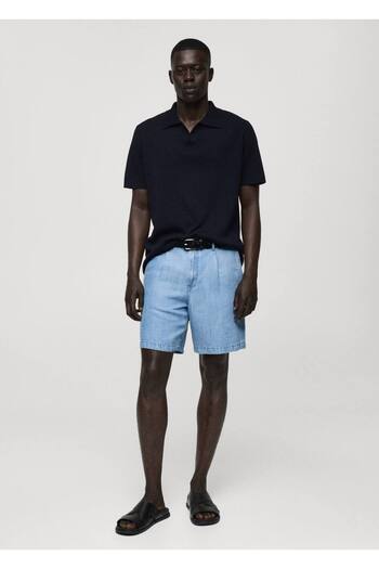 MANGO Man Textured Cotton Polo Shirt