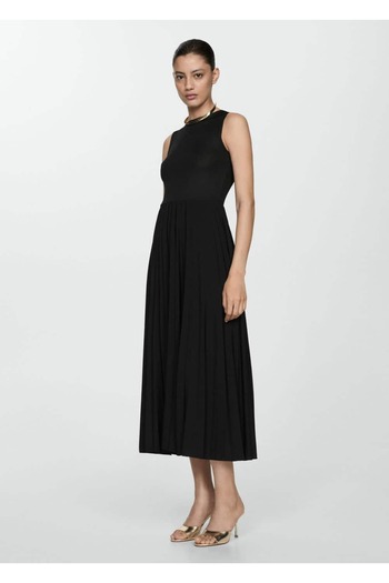 MANGO Woman Pleated midi length dress