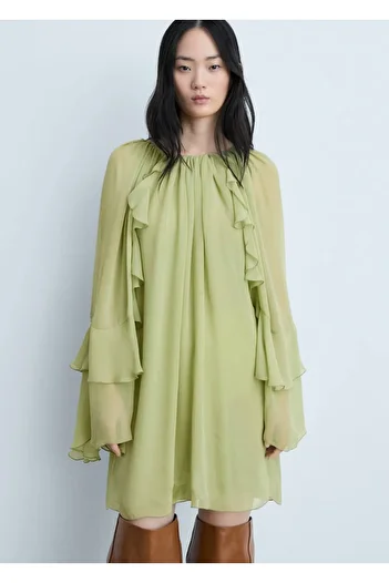 MANGO Woman Cloth Dress - Ruffle Design